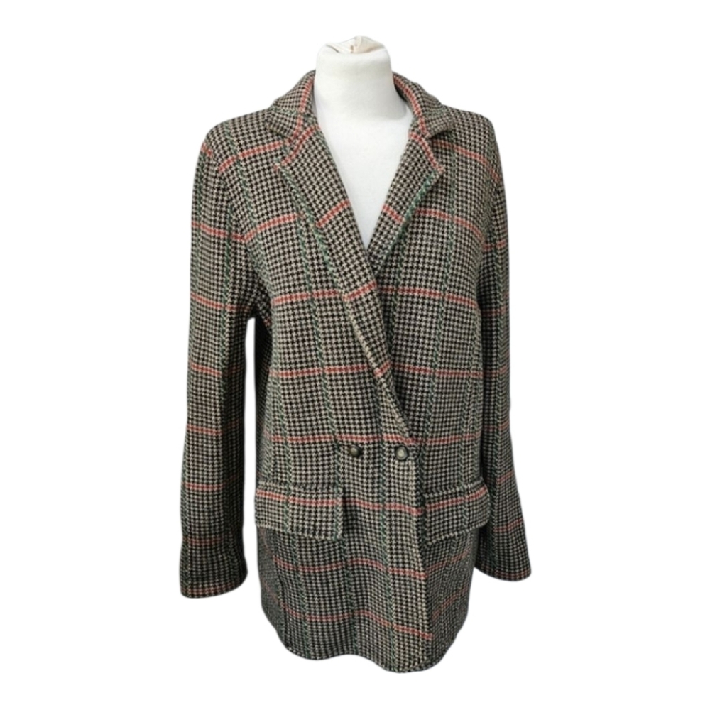 Ralph Lauren Houndstooth Plaid Blazer in Black, White & Red